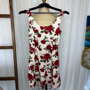 Spring Floral Roses Mini Dress
